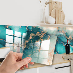 WALPLUS 24pcs Glossy Tile Stickers for Kitchen 15x15cm (6