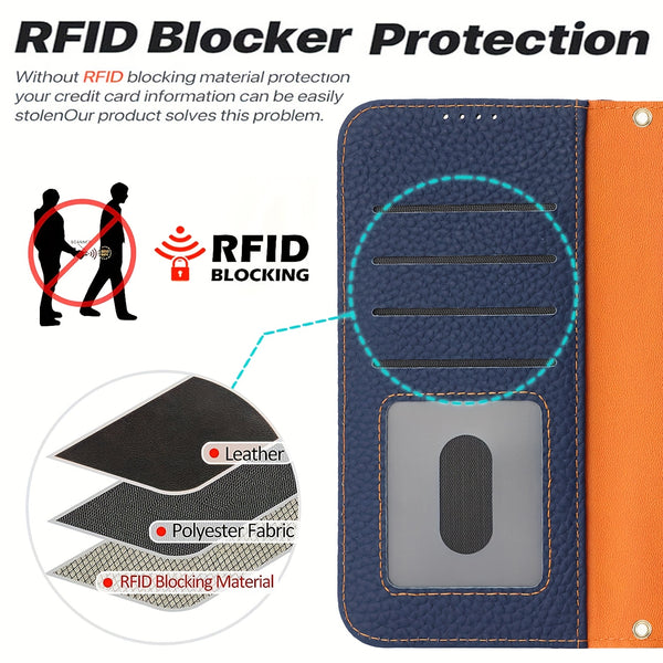 Phone Case: Magnetic Closure Genuine Leather Wallet Case for iPhone 17 Series RFID Blocking 4 Card Slots Premium Protection for 17 Pro Max 17 Air 17 Pro