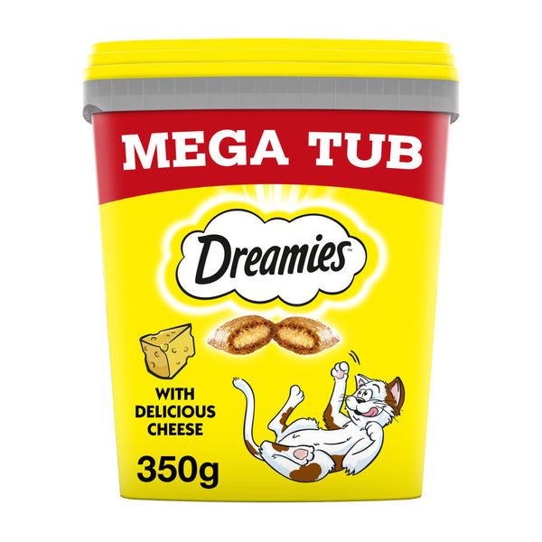 4 x 350g Dreamies Adult Cat Treats Mega Tubs Cheese Cat Biscuits (1.4kg)