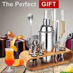 AYAOQIANG Cocktail Making Set, Cocktail Shaker Set with Stand, 750Ml Stainless Steel Shaker for Cocktail, Home Bar Cocktail Tool Set for Bartender,Gift for Men Birthday,Thanksgiving,Christmas