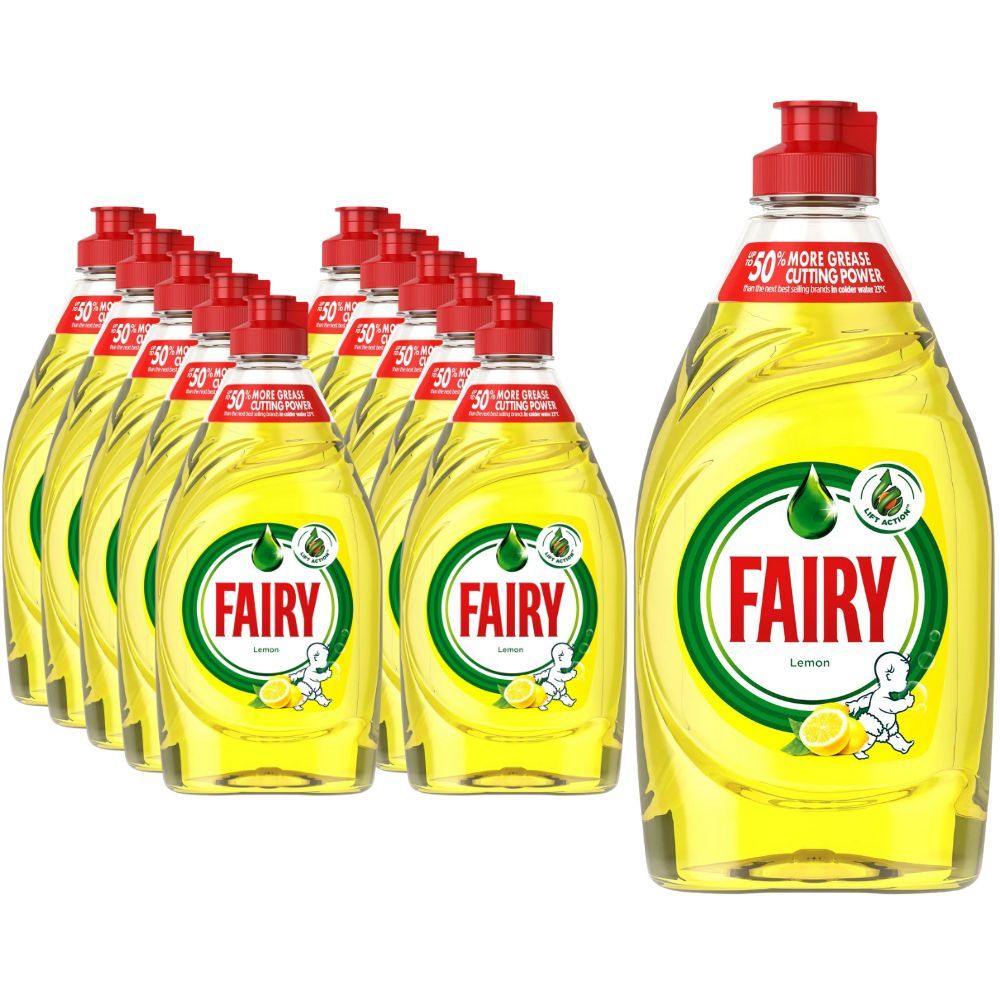 Fairy Lemon Dishwashing Liquid 320ml – Pack of 10 – Tough on Grease, Gentle on Hands