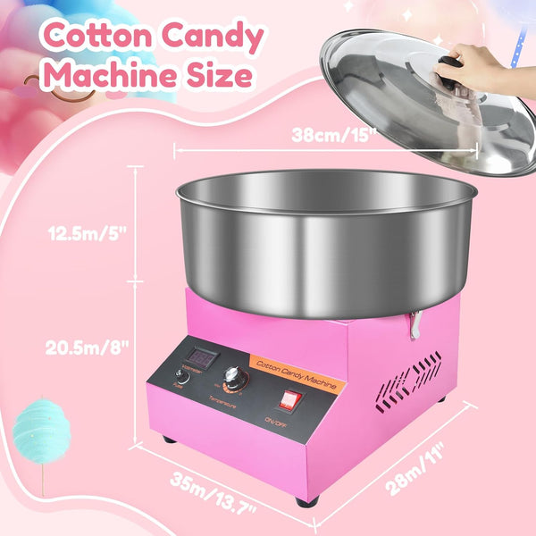 Candy Floss Machine, 1000W Cotton Candy Machine Commercial with Stainless Steel Bowl, Sugar Scoop, Pink Candy Floss Makers for Kids, Home, Birthday, Parties, Festival, Carnival, Candy Machine for Girl
