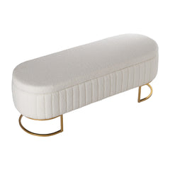 1pc Ottoman Storage Box Bench, Upholstered Teddy Fabric End of Bed Bench, Bedroom Bench Bed End Stool Footstools with Golden Metal Legs, For Bedroom, Living Room, Entryway