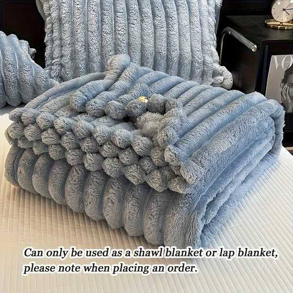 1pc Thickened Blanket Soft And Comfortable Faux Rabbit Hair Reversible Blanket Thermal Fleece Blanket Nap Blanket Air Conditioning Blanket Office Outdoor Camping Gift Blanket Perfect For All Seasons