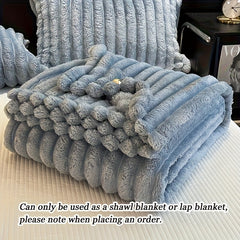 1pc Thickened Blanket Soft And Comfortable Faux Rabbit Hair Reversible Blanket Thermal Fleece Blanket Nap Blanket Air Conditioning Blanket Office Outdoor Camping Gift Blanket Perfect For All Seasons
