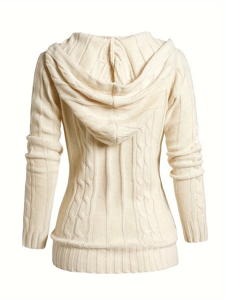 Women'S Solid Color Hooded Cardigan