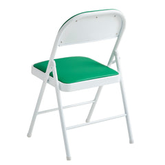 Set of 4 Folding Chairs, Faux Leather Foldable Chairs with Metal Frame and Padded Seat, Easy to Fold and Store for Home, Office, Dining and Reception