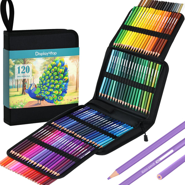 120-Color Oil-Based Colored Pencils - Pre-Sharpened Art Pencils Set with Case for Adult Coloring Books, Professional Drawing & Sketching Supplies for Artists, Students & Beginners