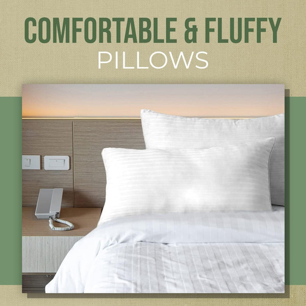 Egyptian Stripe Pillow Bounce Pillows with Hollowfibre Filling Soft & Supportive Satin Stripe Cover
