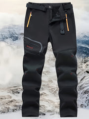 Men's Warm Cargo Pants with Zippered Pockets - Olive Green, Black, and Yellow Accents, Ideal for Winter Outdoor Activities and Casual Wear with Belt
