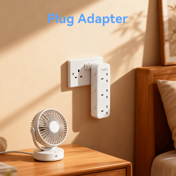 baykul 1pc Vertical Design Extension Socket, UK Plug Plug Adaptor3 AC UK Outlets With Independent Switch, Suitable For Home Office Dorm