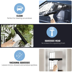 Cordless Window Vacuum Electric Window Squeegee 300ml Spray Bottle 3 in 1 for Spray Wipe Suck up Water, Cordless Vac Cleaner Tool for Windows, Tiles, Glass, Mirror and Countertops