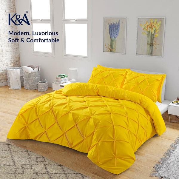 K&A® Pintuck Pinch Pleat Duvet Cover Set with Zipper Closure including Pillowcase – Ultrasoft Brushed Microfiber – Easy Care & Machine Washable