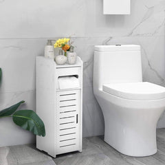 White Bathroom Cabinet, Toilet Storage Cupboard Shelf Floor Standing Toilet Silm Shelf Storage Rack with Drawer Space Saver Organizer for Living Room Bedroom Kitchen Hallway 17 X 22 X 56cm