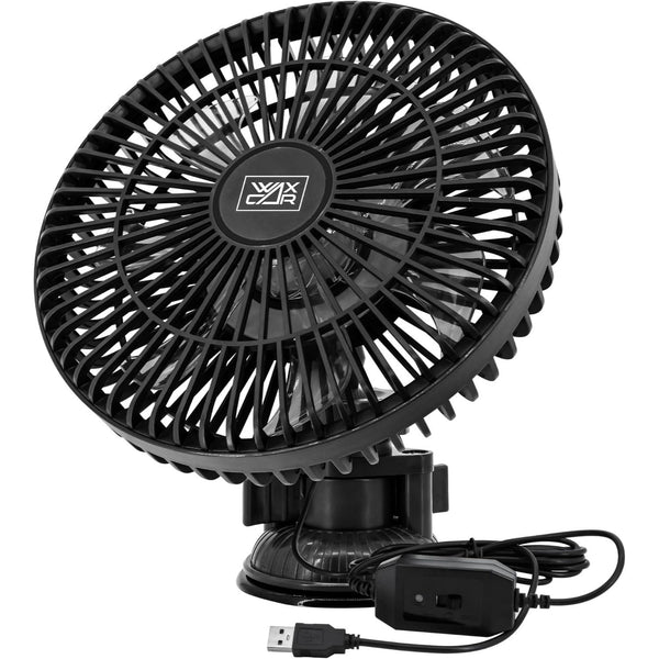 Waxacar Portable Car Fan, 12V USB Vehicle Cooling Fan with Adjustable 360° Rotation, Quiet Powerful Airflow for Car Dashboard, Rear Seat & Travel