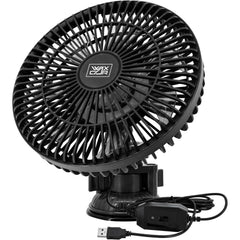 Waxacar Portable Car Fan, 12V USB Vehicle Cooling Fan with Adjustable 360° Rotation, Quiet Powerful Airflow for Car Dashboard, Rear Seat & Travel
