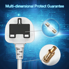 Hulker Power Strips with USB Ports 3 Way Outlets 6 USB Ports Power Socket with 2m Bold Extension Cord Smart USB Charger UK Socket/  Socket