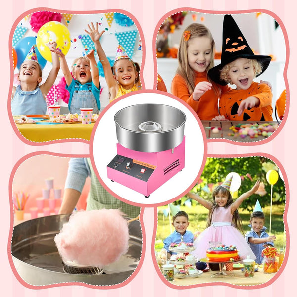 1000W Candy Floss Machine, Cotton Candy Maker, Cotton Candy Machine Commercial with Stainless Steel Bowl, Pink Candy Floss Makers for Kids, Catering Commercial Candy Floss Machine for Kids, Parties