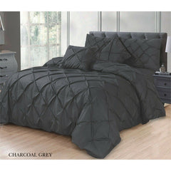PINTUCK PLEATED ALFORD EGYPTION COTTON MIX DUVET COVER WITH PILLOW CASEA ALL SIZES SINGLE DOUBLE KING SUPER KING