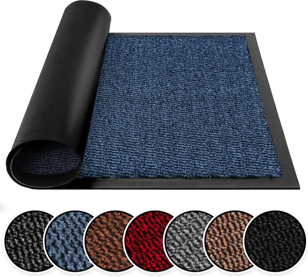 BLADO Washable Door Mats Indoor & Outdoor - Non-Slippery Heavy Duty - Stylish & Large Rubber - Perfect Dust Grabbing Doormats (Anthracite, 40Cm X 60Cm)