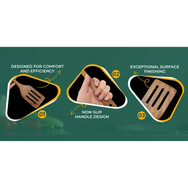 Premium 5pcs Wooden Cooking Utensil Set | Durable Non-Stick Kitchen Tools | Wooden Spoons & Spatulas for Everyday Cooking