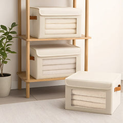 5 Packs Foldable Storage Bins with Lids 39*25*25cm Cube Organizer Baskets with Clear View Window & Handles, Fabric Storage Cubes for Closet, Shelf & Home Organization
