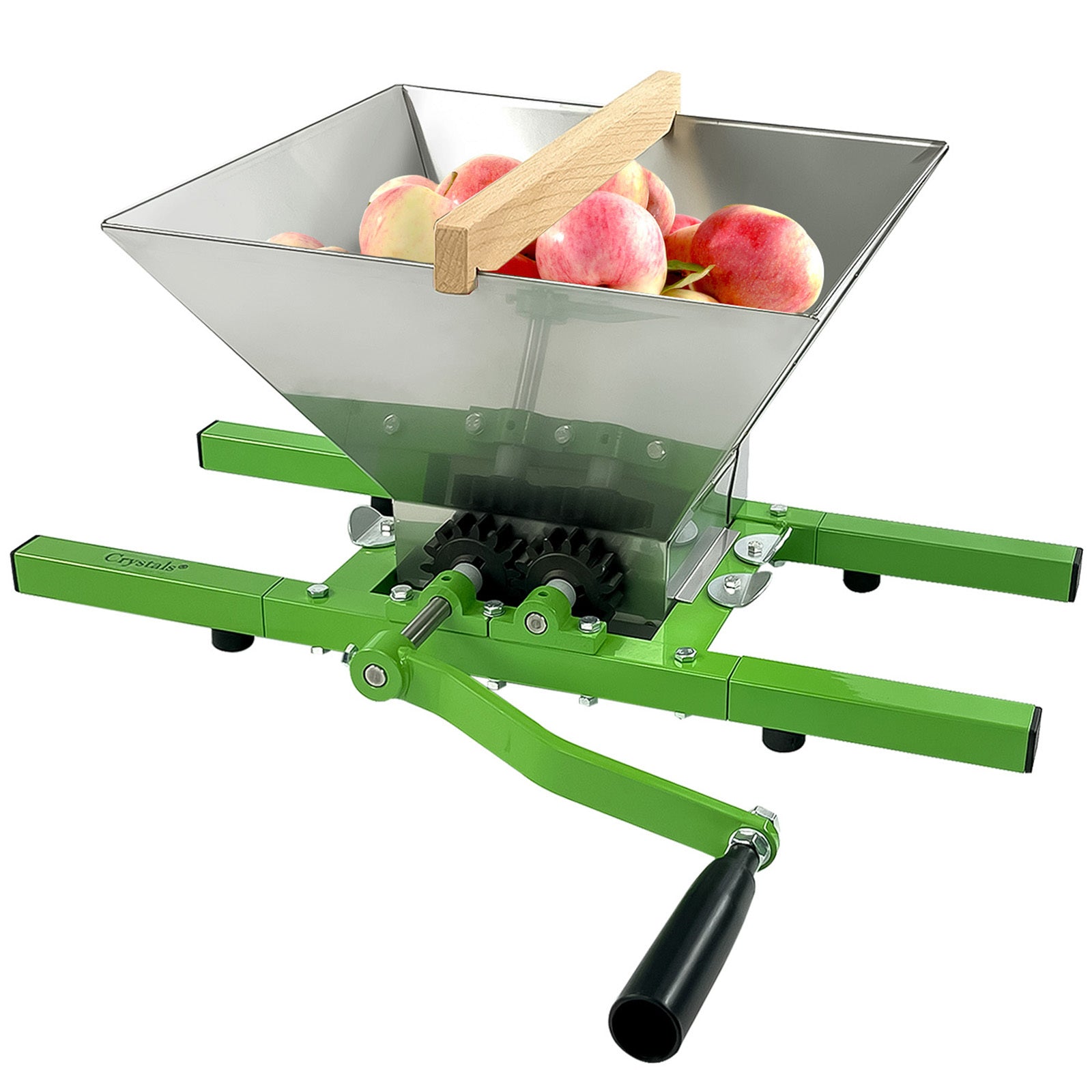 7L Portable Fruit Crusher Used for Fruit Press Afterwards- Apple Pulper Manual Juicer Mill for Crafting Perfect Wine and Cider, Stainless Steel Grinder, Green/Silver