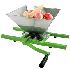 7L Portable Fruit Crusher Used for Fruit Press Afterwards- Apple Pulper Manual Juicer Mill for Crafting Perfect Wine and Cider, Stainless Steel Grinder, Green/Silver