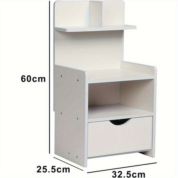Modern Wooden Bedside Table with Drawer | Multifunctional Storage Cabinet for Bedroom, Bathroom, Living Room & Hallway | Compact Design 60x32.5x25.5cm