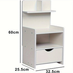 Modern Wooden Bedside Table with Drawer | Multifunctional Storage Cabinet for Bedroom, Bathroom, Living Room & Hallway | Compact Design 60x32.5x25.5cm