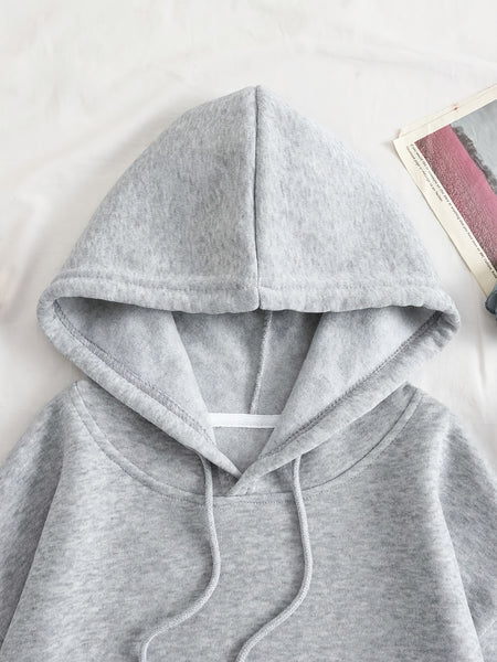 Women's Solid Color 3pcs Set Hooded Sweatshirt with Kangaroo Pocket and Drawstring Hood