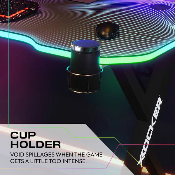 X Rocker Pulsar Max RGB Gaming Desk with LED Lights