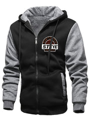 Men'S Cozy Fleece Hoodie, Stylish Color-Blocked Jacket for Autumn And Winter