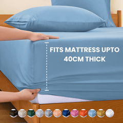 4B 40CM Extra Deep Fitted Sheets with All Around Elastic, Secure Fit for Thick & Pillow Top Mattresses, Wrinkle Resistant Bedding for Everyday Use, Easy Wash & Quick Dry, Smooth Finish for Modern Bedrooms, Durable Long Lasting Mattress Cover, Multiple Siz