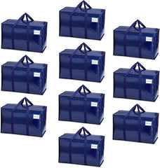 VENO 8 Pack Extra Large Moving Storage Bags with Zips, Heavy-Duty Organizer Tote, Moving Box Alternative, Packing Supply, Clothes Storage Bin, Tag Pocket for Label, Water-Resistant (Clear, 8 Pack)