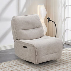 Meteor Beige Fabric Power Reclining Swivel Chair