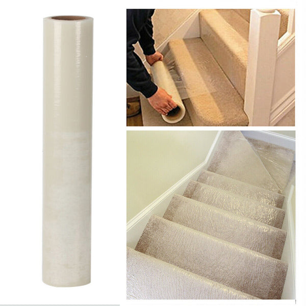 10m/Roll Self Adhesive Clear Carpet Protector Film - Durable Strong PE Carpet Protector Film Cover, Fully Waterproof Dustproof Stair Protector For Carpet, Floor, Wall, Furniture