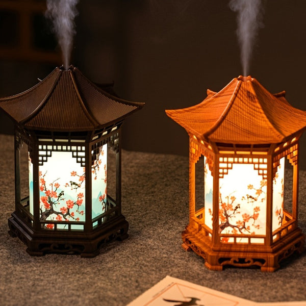 Chinese-Style Mini Humidifier & Night Light - USB- Portable Cool/Dry Mist Air Humidifier with Traditional Pagoda/Tortoise Design, ABS Quiet Operation for Home, Office, Car, - Ideal Gift for & (USB-, Humidifiers for Bedroom