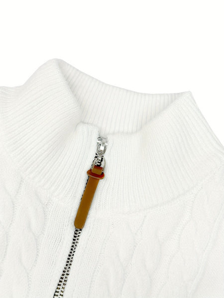 Men's Sweater, Half-high Collar Zip-up Cable Knit Sweater, with Adjustable Collar Opening, Crafted Using Classic Cable Knit Technique, Simple and Versatile, Suitable for Casual Daily Wear, Presenting a Mature and Stable Fashion Style, Ideal for