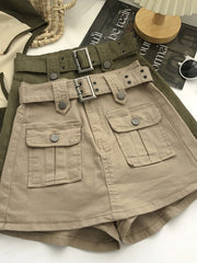 [Summer Women's Clothing Sale]Hip-wrapped A-line Short Skirt - with Belt And Multi-pocket Denim Skirt Short Skirt - Summer Women's Clothing All-match Suitable for Daily Wear