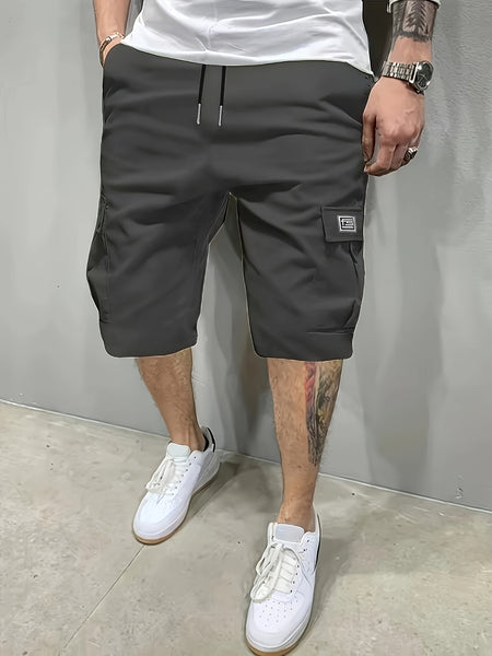 3pcs Men'S Casual Loose Cargo Shorts - Featuring Large Pockets And Letter Prints, Machine Washable Non-Stretch Fabric, Durable Design, Outdoor Style, Street Fashion, a Summer Wardrobe Essential
