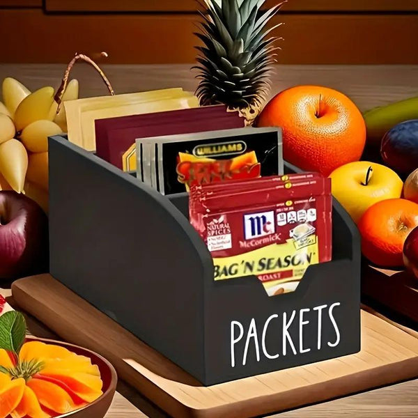 Wooden Storage Basket with Compartments | Multi-Purpose Kitchen Organizer for Spices, Utensils & More | Rustic Home Decor with Clear Viewing Window, Shelf Baskets