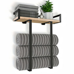 Wall-Mounted Towel Rack - Metal Towel Holder for Bathroom | Iron Shelf for Folding Large Towels, Contemporary Style, Suitable for Small Bathrooms or RV Camping