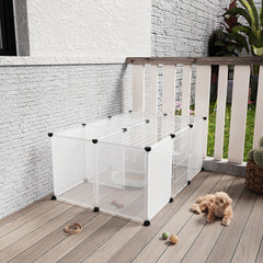 Roofed Cat Playpen System, 12/16/18 Panel Choices, Transparent Cat Enclosure with Top, Complete Kitty Condo with Top Cover, Escape-Proof Indoor Sanctuary, Top Cover Included for Small/Medium Dogs Indoor Protection & Security, Ideal for Indoor Training, Li