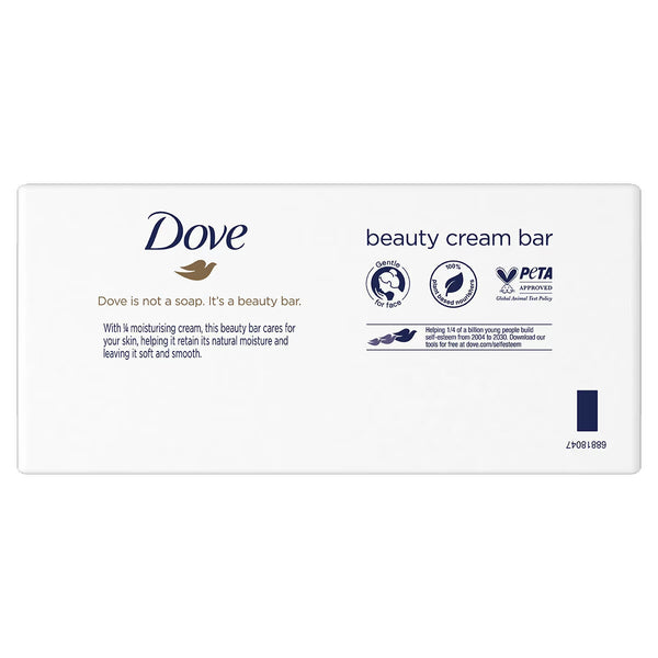 Dove Original Beauty Bar Soap with ¼ Moisturising Cream, 18 X 90 G