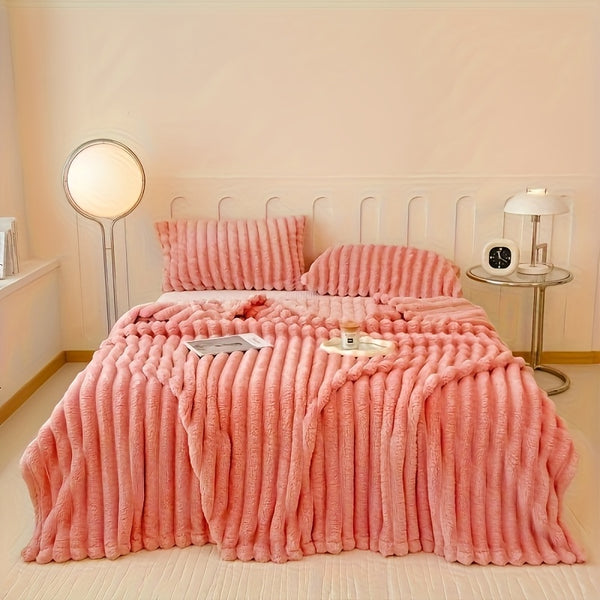 1pc Thickened Blanket Soft And Comfortable Faux Rabbit Hair Reversible Blanket Thermal Fleece Blanket Nap Blanket Air Conditioning Blanket Office Outdoor Camping Gift Blanket Perfect For All Seasons