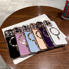 Luxury Magnetic Plating Frame Phone Case for Iphone 15 Pro Max, Compatible with Iphone Models 11, 12, 13, 14, 15, And 16 Plus, Designed to Protect The Lens.