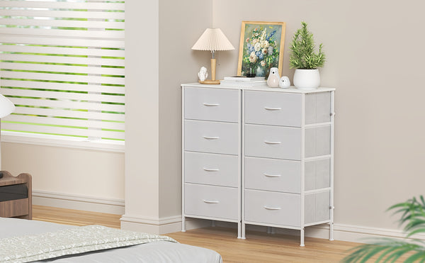 1pc Modern Tall Dresser with 4 Spacious Drawers - Large Storage Cabinet with MDF Wood Top & Sturdy Metal Frame, Freestanding Tall Tower Unit with Legs, 68.58cm+ Height, 3.2 Cu Ft Capacity, Space-Saving Vertical Organizer for Bedroom/Living Room