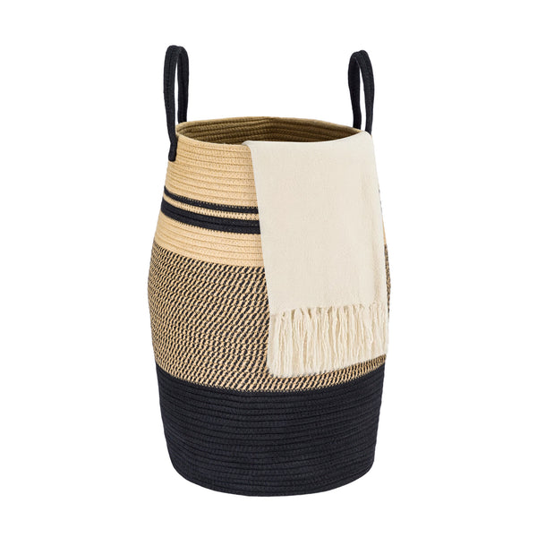 Large Foldable Laundry Hamper – Woven Rope Basket with Sturdy Handle for Dirty Clothes, Blankets & Toys – Ideal for Bedroom, Living Room Storage