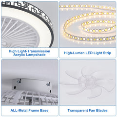 Silent Ceiling Fan with Light And Remote Control 6 Speeds And Wind Reversible Dimmable LED Ceiling Fan Light with Remote Control for Living Room Bedroom Dining Room
